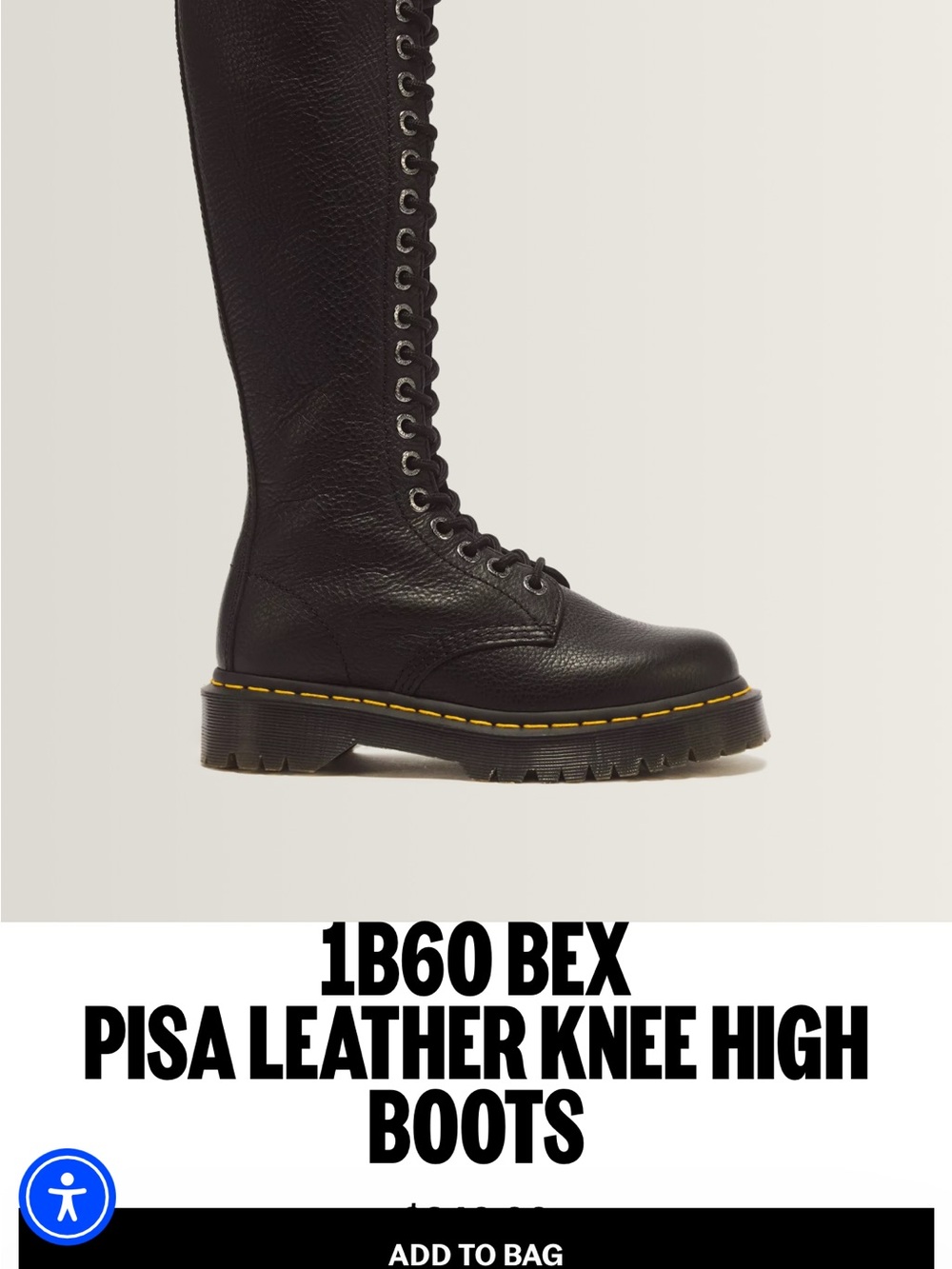 Dr. Martens Pisa Knee-High Leather Lace-Up Boots - Black